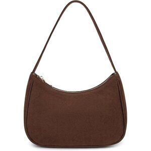 Women Suede Coffee Imported Polyester Leather Zipper Closure Mini Tote Handbag
